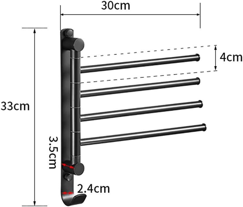ZHOUXIAO Brass Swing Out Towel Bar Gold Black Finish,Vintage Towel Racks for Bathroom or Kitchen, Metal Towel Bar Folding Arm Swivel Hanger Bathroom Storage Organizer Wall Mo Black