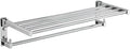 Double Bar Towel Shelf Wall Mounted Bathroom Towel Rack Brass Kitchen Towel Shelves,Chrome Finished,Towel Rail Towels/Bathrobe Storage Rack Bathroom