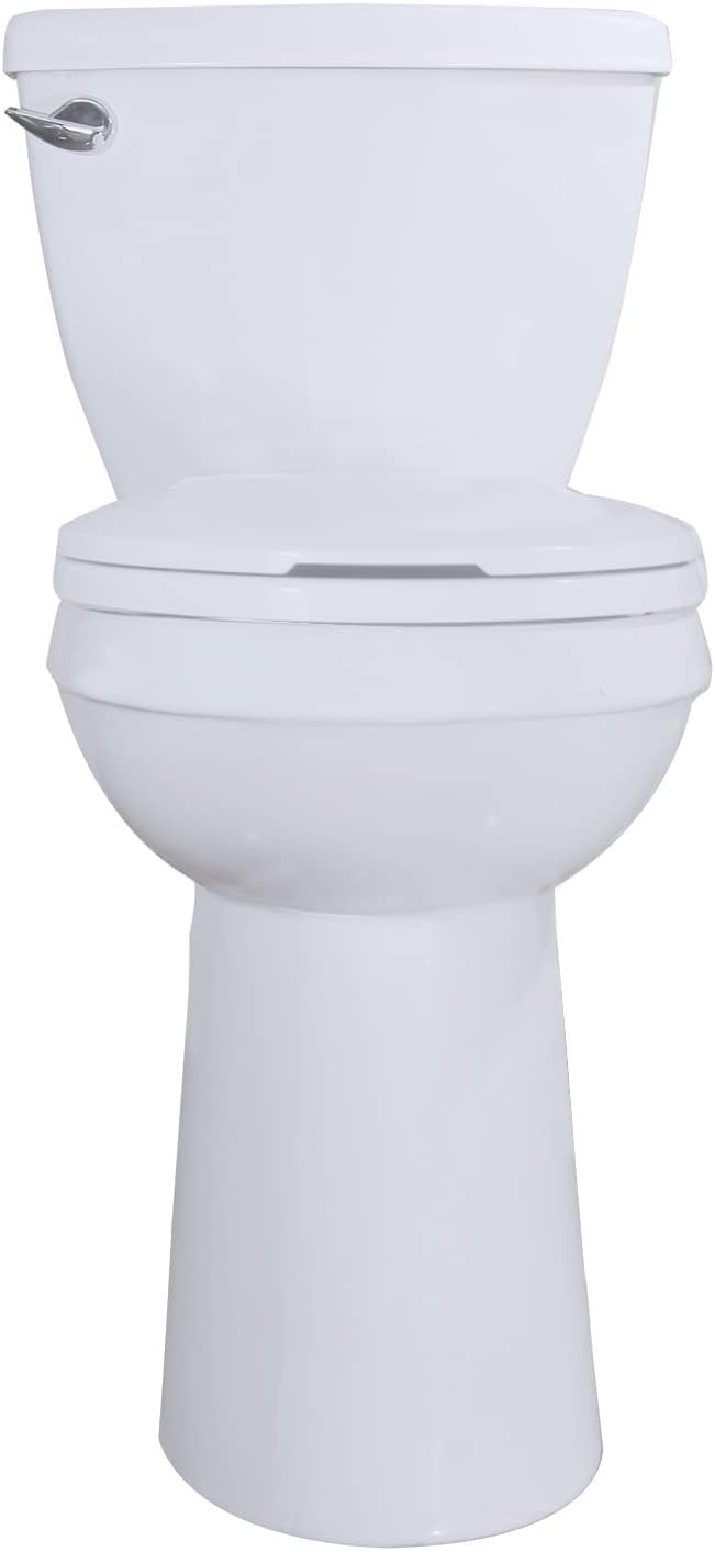 SouNor 12' Rough in Two-Piece Elongated Toilet,21 inch Tall Bowl Suitable for the Elderly, Disabled and Tall People Comfortable Slow Close UF Heavy Duty Seat,Powerful Flushing, White SN1088U.