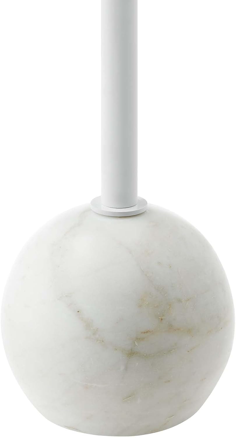 Modway EEI-6606-WHI-WHI Aliza Round White Marble Side Table, White White