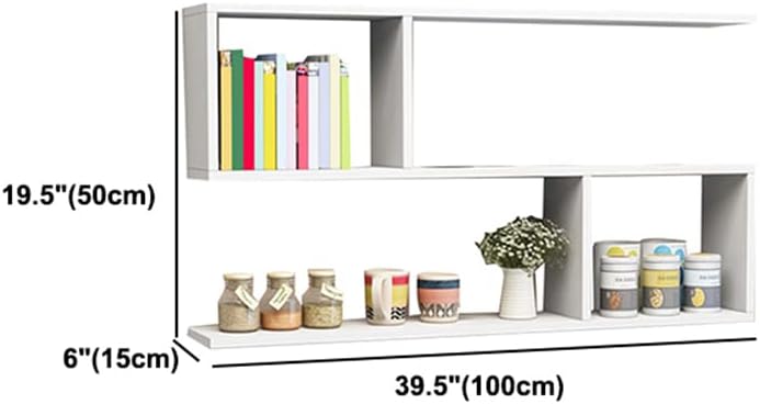 LITFAD Floating Shelf for Wall Storage, Decor Bookcase Engineered Wood Book Shelf Wall Shelf for Study Room Office Living Room - White 39.4' L x 5.9' W x 19.7' H