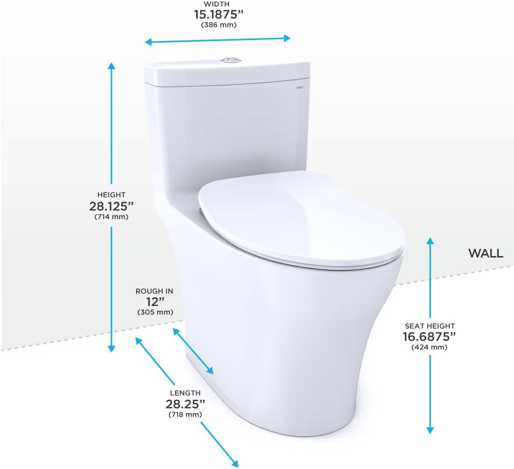 TOTO® Aquia® IV One-Piece Elongated Dual Flush 1.28 and 0.9 GPF Universal Height, WASHLET®+ Ready Toilet with CEFIONTECT®, Cotton White- MS646234CEMFGN#01