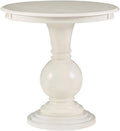 MAKLAINE Round Wood Accent Table, 26.5' High, Cream Finish, Pedestal Base, Compact Design, Hardwood Veneers, Sophisticated Style, Living Room Side Table or Extra Surface for Entertaining