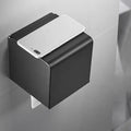 Gold Stainless Steel Toilet Paper Holder & Bathroom Shelf - Stylish Mobile Phone Rack, Tissue Box & Paper Towel Holder - Modern Bathroom Accessories (Black)