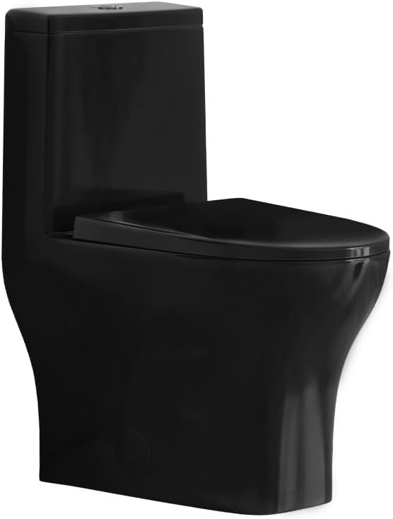 Sublime II One-Piece 12' Rough-in 1.1/1.6 GPF Dual Top Flush Round Compact Toilet in Glossy Black
