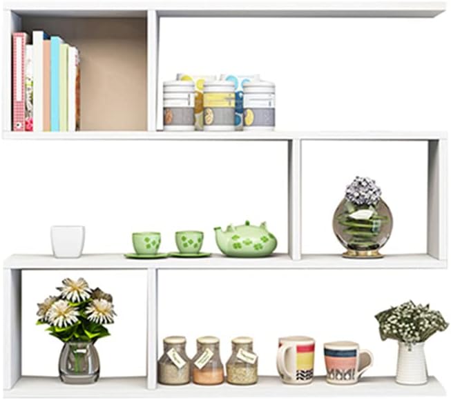 LITFAD Floating Shelf for Wall Storage, Decor Bookcase Engineered Wood Book Shelf Wall Shelf for Study Room Office Living Room Bedroom - White 39.4' L x 5.9' W x 29.5' H