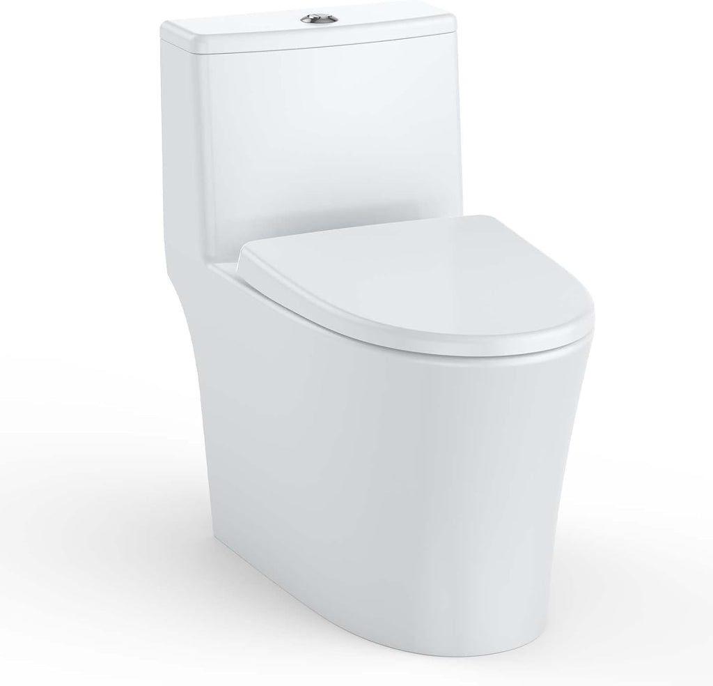 One-Piece Ceramic Toilets with PP Cover, Siphon Flushing, Easy Clean, Durable Elongated Toilet for Modern Bathroom