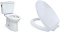 TOTO Drake Transitional 1.28 GPF TORNADO FLUSH Toilet Bundle with CEFIONTECT and SoftClose Elongated Toilet Seat, Cotton White