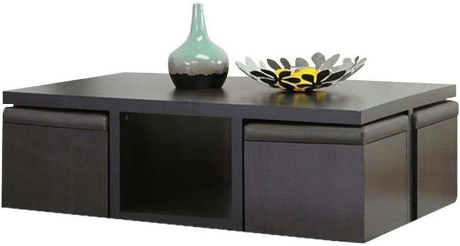 Baxton Studio Prescott 5-Piece Modern Table and Stool Set with Hidden Storage