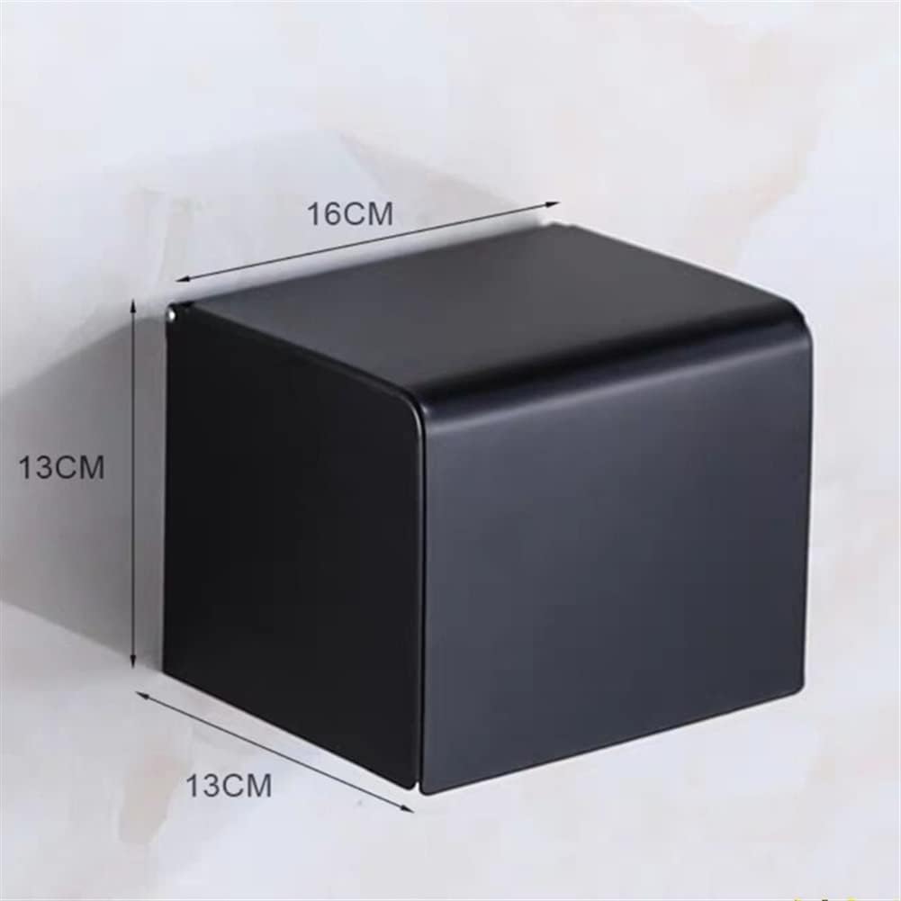 Gold Stainless Steel Toilet Paper Holder & Bathroom Shelf - Stylish Mobile Phone Rack, Tissue Box & Paper Towel Holder - Modern Bathroom Accessories (Black)