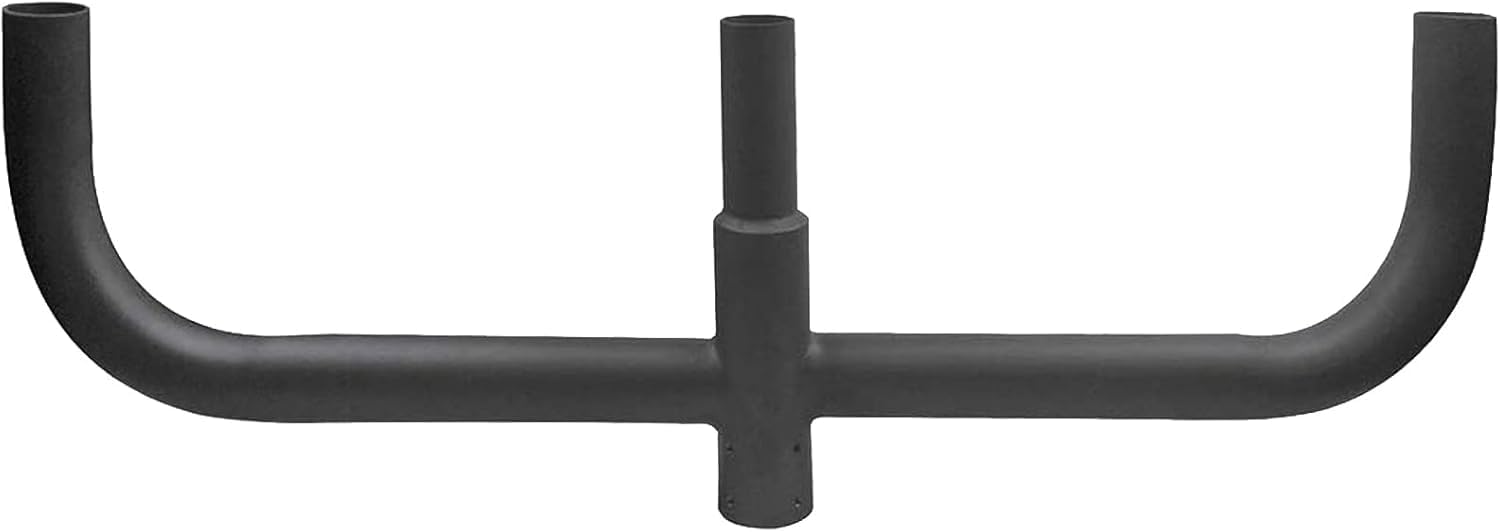 180° Triple in-Line Bullhorn Bracket with 3 Arms – 2-3/8' Tenon Adapter for Slip Fitter LED Shoebox, Parking Lot & Street Lights, Heavy-Duty Steel Pole Mount, Dark Bronze Finish
