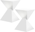BECHAEO White Acrylic Side Table Set of 2, Small End Tables for Small Spaces, Modern Acrylic End Tables Living Room Bedroom Nightstand with Irregular Design, Lightweight Farmhouse Outdoor Side Tables
