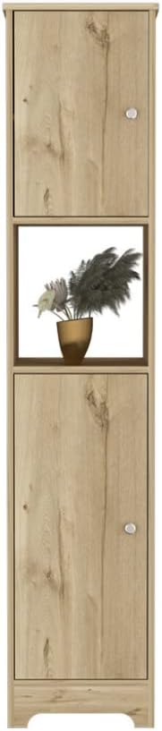 DEPOT E-SHOP 14' Hartford 2-Piece Bathroom Set with Linen Cabinet and Bathroom Vanity, Light Oak – Bathroom Vanity & Storage Suite for Master Bathrooms, Guest Baths & Small Bathrooms