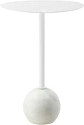 Modway EEI-6606-WHI-WHI Aliza Round White Marble Side Table, White White