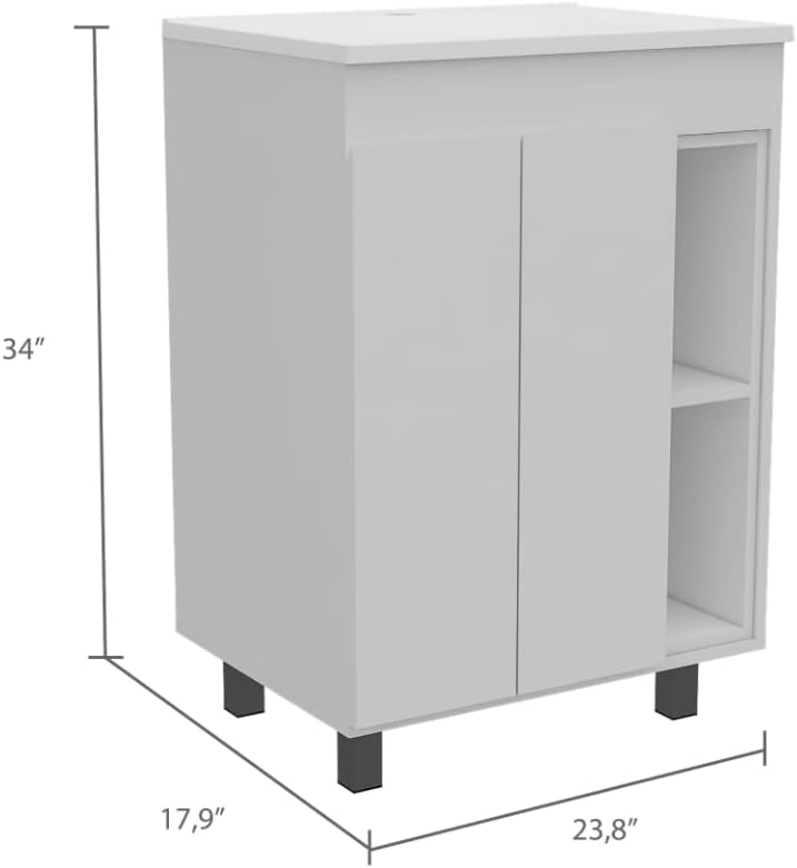 12' Montana 2-Piece Bathroom Set with Bathroom Vanity and Linen Cabinet, White – Bathroom Vanity & Storage Suite for Master Bathrooms, Guest Baths & Small Bathrooms