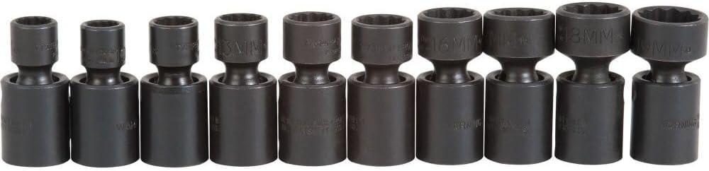 3/8' Drive 10 pc Metric Universal Impact Socket Set-12 Point