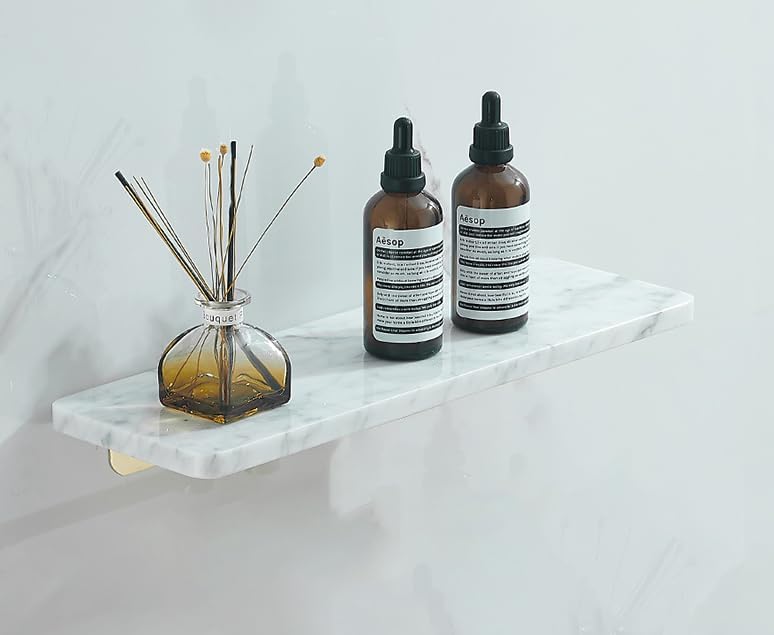 Marble Paper Towel Holder, Towel Rod, Wall Mounted Toilet Paper Holder, Shelf, white-40 Long Shelf
