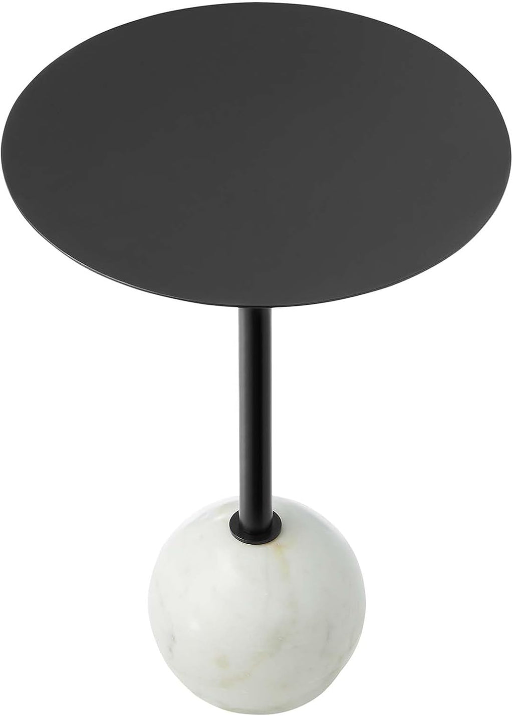 Modway EEI-6606-WHI-BLK Aliza Round White Marble Side Table, White Black