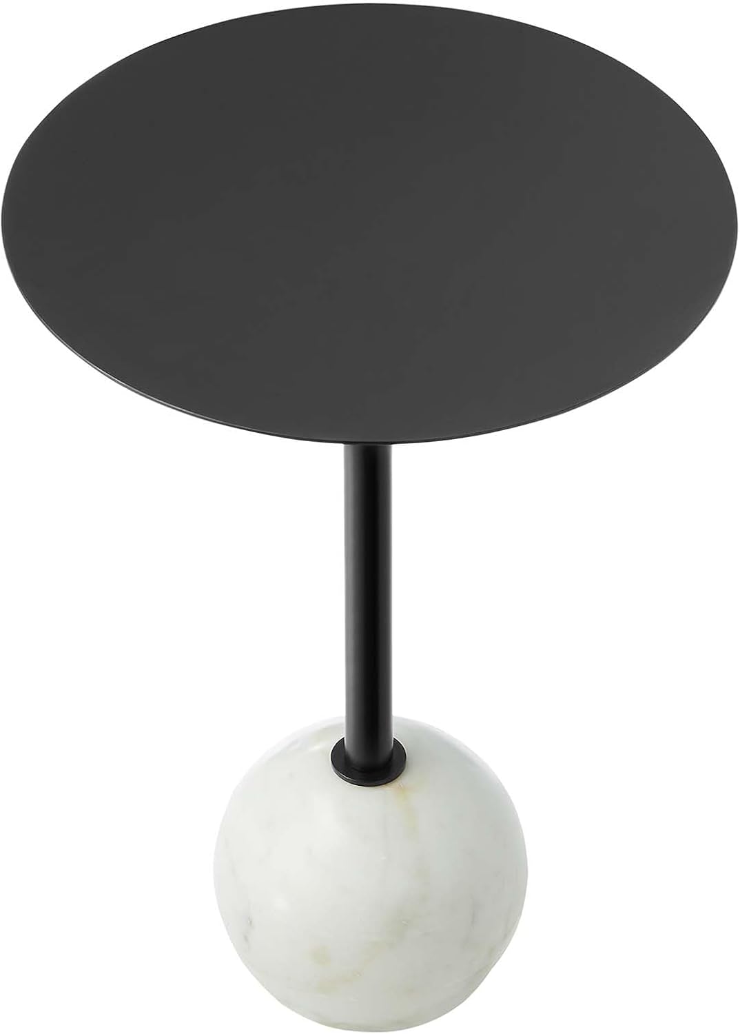 Modway EEI-6606-WHI-BLK Aliza Round White Marble Side Table, White Black