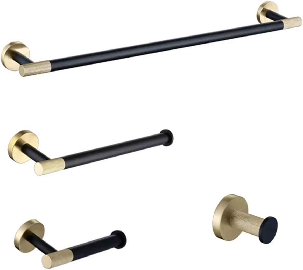 Black Gold Wall Mount Shelf Toilet Bath Hardware Paper Holder Towel Bar Rack Rail Rod Hook Hanger Bathroom Accessories(4 Piece Set 500mm)