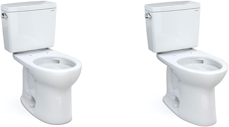 TOTO Drake Two-Piece Round 1.6 GPF Universal Height TORNADO FLUSH Toilet with CEFIONTECT & Drake Two-Piece Elongated 1.6 GPF Universal Height TORNADO FLUSH Toilet with CEFIONTECT