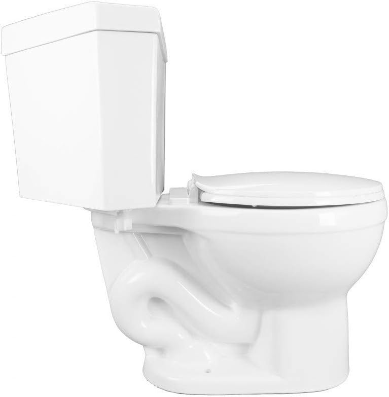 Renovators Supply Manufacturing Dual Flush Corner 2-Piece Round Toilet, Troyt Style with Slow Close Seat, 0.8/1.6 GPF Water Saving, 12 in Rough-In White Vitreous China