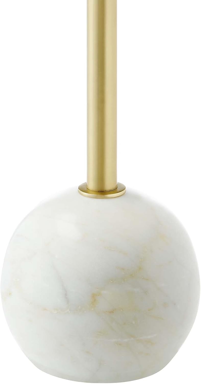 Modway EEI-6606-WHI-BRA Aliza White Marble Round Side Living Room End Table in Brass with White Marble Base