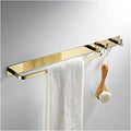 Bathroom Rack Towel Rail Rack Brass Towel Bar, Wall Mounted Screw Free Installation Black Gold Bathroom Towel Bar with Hooks Cloakroom Towel Shelf for Kitchen Bathroom Decor