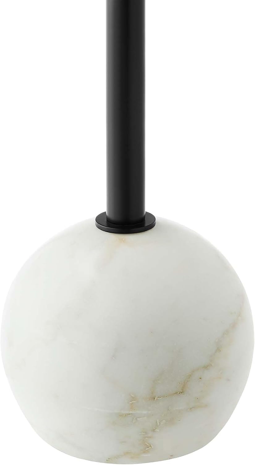Modway EEI-6606-WHI-BLK Aliza Round White Marble Side Table, White Black