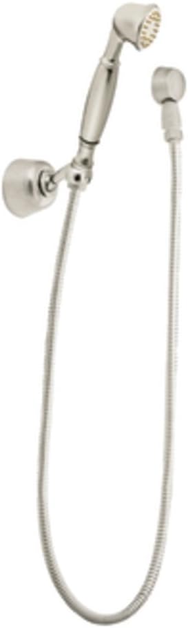 Moen Showering Accessories-Basic Eco-Performance Handheld Shower, Brushed Nickel, 2-Inch Diameter, Includes Vacuum Breaker, Wall Bracket, and Installation Drop
