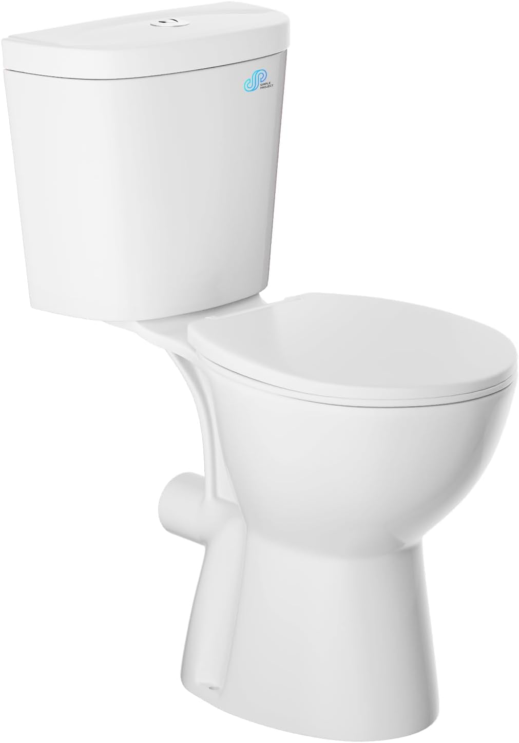Simple Project Rear Outlet Toilet, 19 Inch ADA High Tall Toilet, Rear Discharge Extra Tall Toilets with Dual Flush 0.8/1.28 GPF, Round High Toilets For Seniors, Tall Person & Disabled