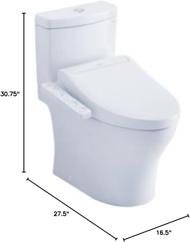 TOTO WASHLET+ Aquia IV Two-Piece Elongated Dual Flush 1.28 and 0.9 GPF Toilet and WASHLET C2 Bidet Seat, Cotton White - MW4463074CEMGN#01