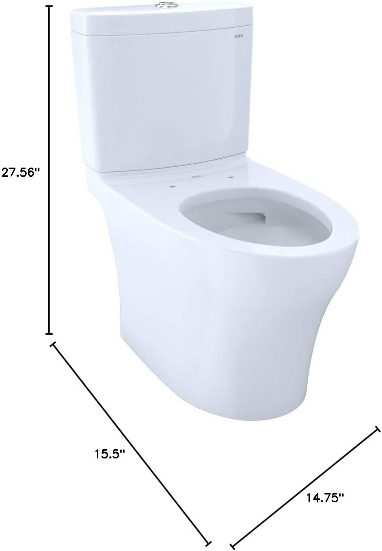 TOTO CST446CEMG#01 Aquia IV Elongated Dual Flush 1.28 and 0.8 GPF Skirted CEFIONTECT Two-Piece-Toilets, Cotton White