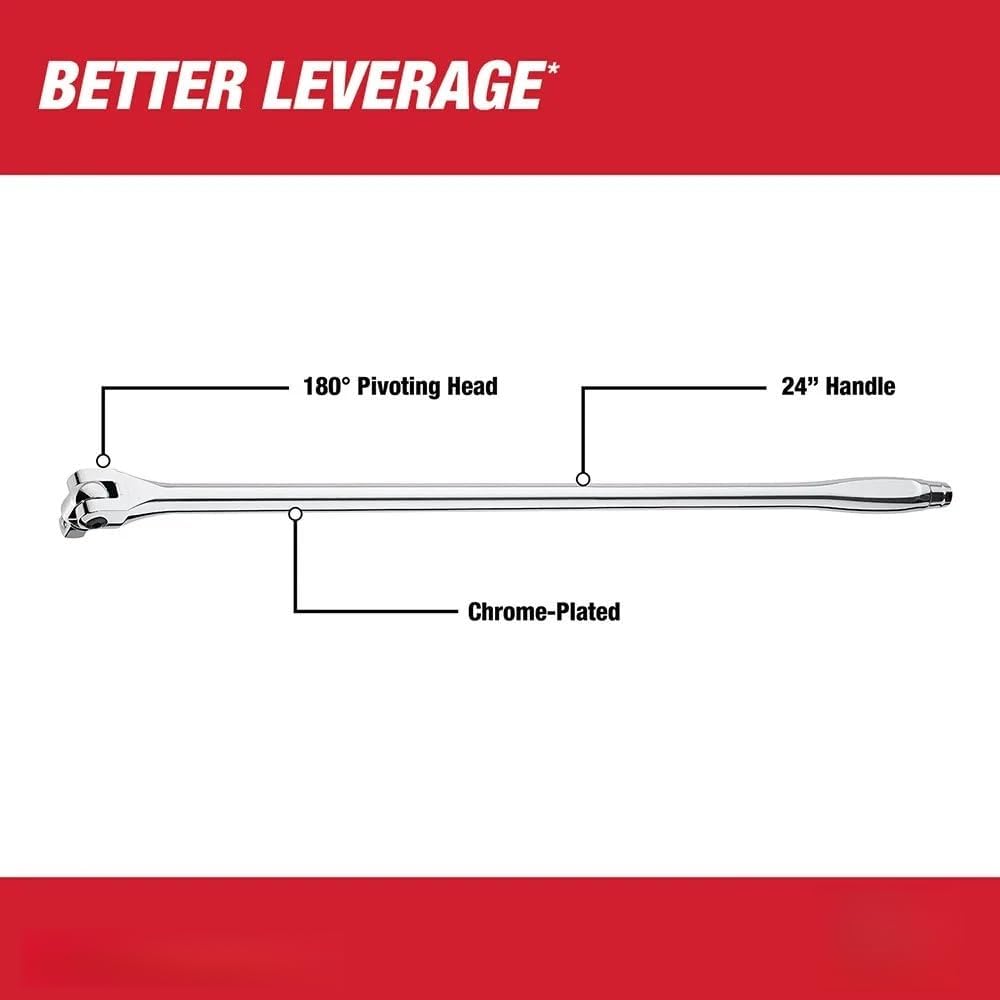 48-22-9013 Socket Wrenches for Milwaukee 1/2' Drive 24 Inch Breaker Bar Depth 1.5 in Width 1.5 in Height 24 in