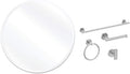 USHOWER 30'' Frameless Round Bathroom Mirror + 24'' Towel Bar Set