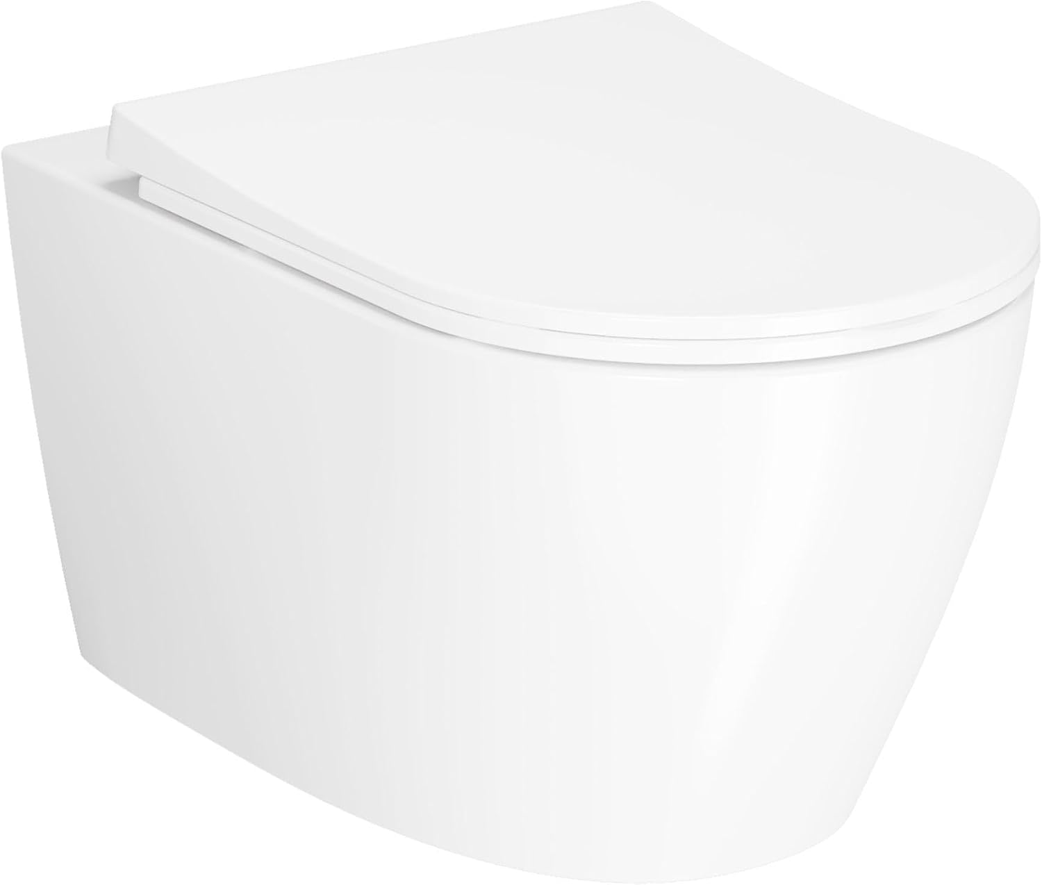 Wall Mounted Toilet with Slim Lift Soft Close Seat, Compact Space Saving Design for Modern Bathrooms and Guest Restrooms