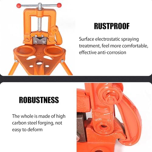 Heavy Duty Pipe Vise with Non-Slip T-Handle, Forged Plumbing Wrench Clamps for Tight Spaces, Durable Pipe Fixing Tool, Ideal for Threading and Repair, Compact Size