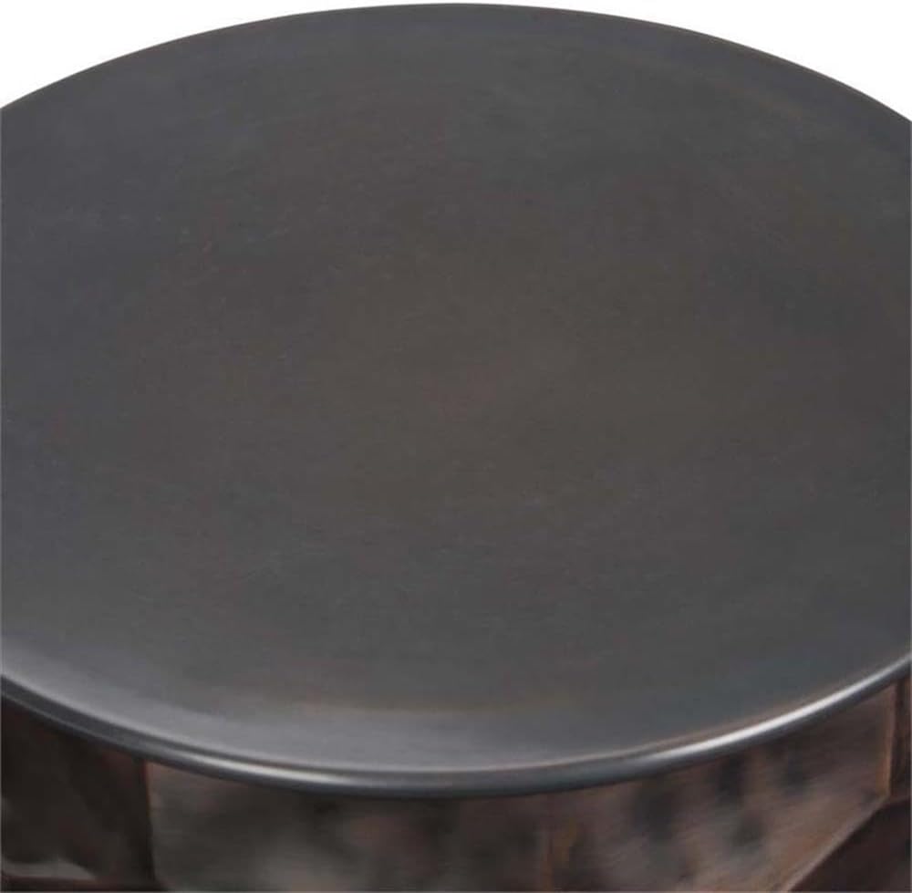 SIMPLIHOME Whitney Metal Table - 17 inch Wide Solid Metal Round Storage Side Table in Antique Bronze, Industrial Cocktail Table for Living Room or Condo with Removable Lift-Top, Assembled