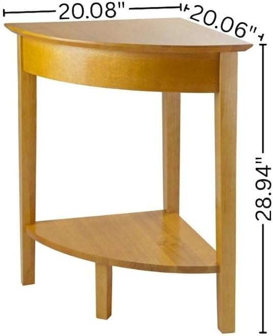 Furnifact Corner Desk/Table, Triangle Shape, Single Lower Shelf, Solid Wood, Space Saver, Honey Gold Finish, Compact