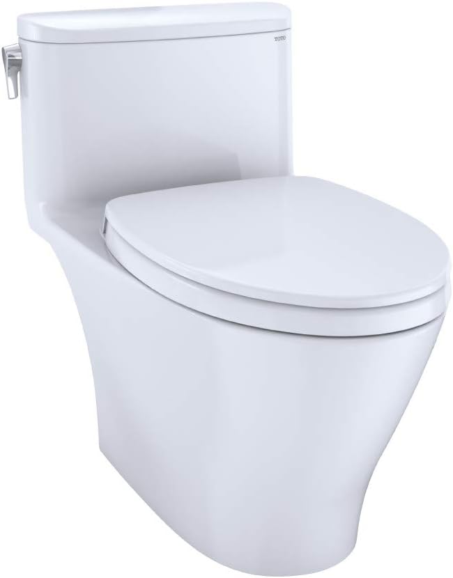 TOTO® Nexus® One-Piece Elongated 1.28 GPF Universal Height Toilet with CEFIONTECT® and SS124 SoftClose Seat, WASHLET®+ Ready, Cotton White - MS642124CEFG#01