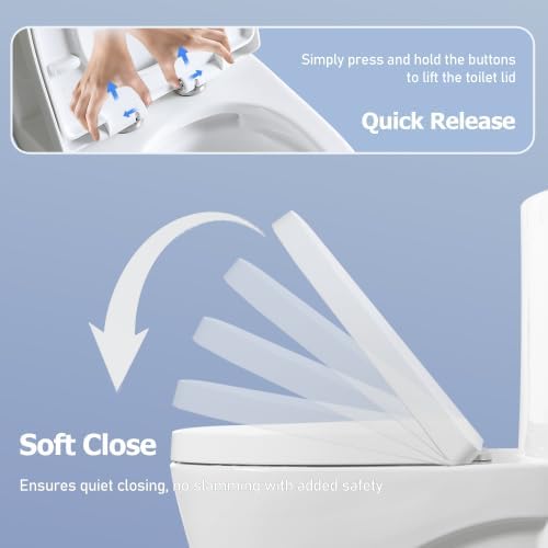 1.1/1.60 GPF Dual-Flush One Piece Toilet, Water-Saving Elongated Comfort Height Floor Mounted, Soft Closing Seat, 1000 Gram Map Flushing Score Toilet, Gloss White 23T02-GW (White-3)