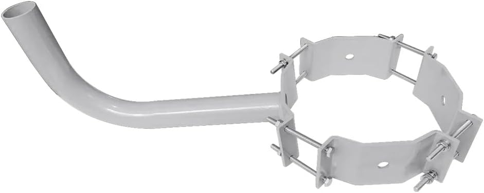 Wood Pole Wrap Around Bracket with 1 Arm for Slip Fitter LED Street Area Light, One Tenon Wood Pole Brackets for 6-9.8 Inch Diameter Wooden Poles, Silver Steel Pole Fixture Mount with 2-3/8 Tenon