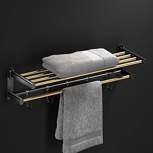 Bathroom Accessory Set Black Gold Folding Towel Bar, Triangular Basket, Storage Rack, Towel Ring, Wall Mounted Bathroom Accessories Kit(Towel Ring)