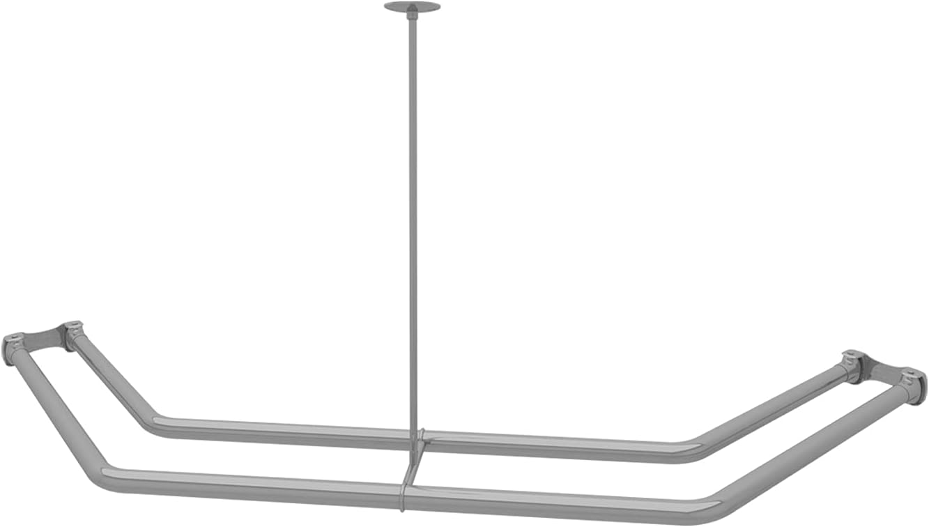 Naiture Dual Diamond Rods Double Neo Angle Shower Curtain Rod, Stainless Steel 18-1/2' X 26' X 18-1/2', Brushed Nickel Finish