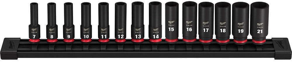 3/8 In Drive Impact Socket Set For Milwaukee Tool 49-66-7008, Metric, 14 Pc. Pcs