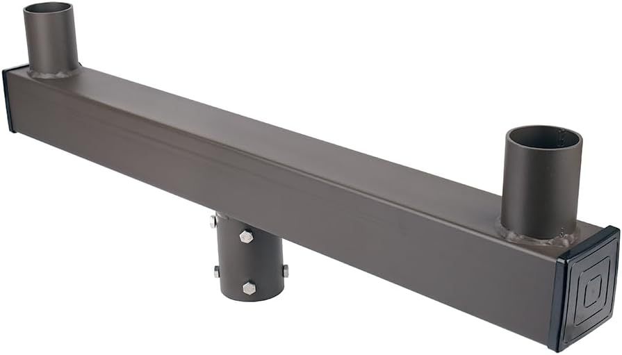 180° Low-Profile Dual-Arm Bullhorn Bracket – 2-3/8' Tenon Adapter for Slip Fitter LED Shoebox, Parking Lot, Area & Street Lights, Heavy-Duty Galvanized Steel Pole Mount with Dark Bronze Finish