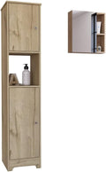 TUHOME Labelle 2-Piece Bathroom Set with Tall Cabinet and Multi-Shelf Organizer, Modern Space-Saving Bathroom Storage for Towels, Toiletries and Essentials, 67.79'H x 14.37'W x 16.04'D, Pine/Light Oak