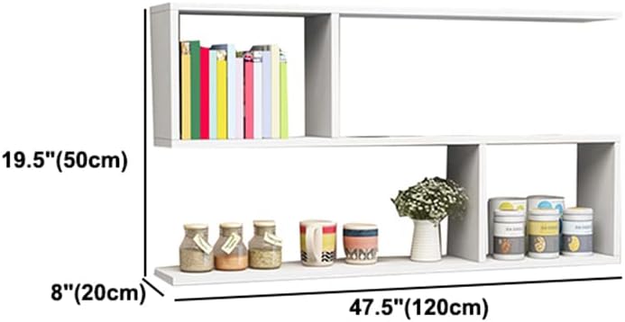 LITFAD Floating Shelf for Wall Storage, Decor Bookcase Engineered Wood Book Shelf Wall Shelf for Study Room Office Living Room - White 47.2' L x 7.9' W x 19.7' H