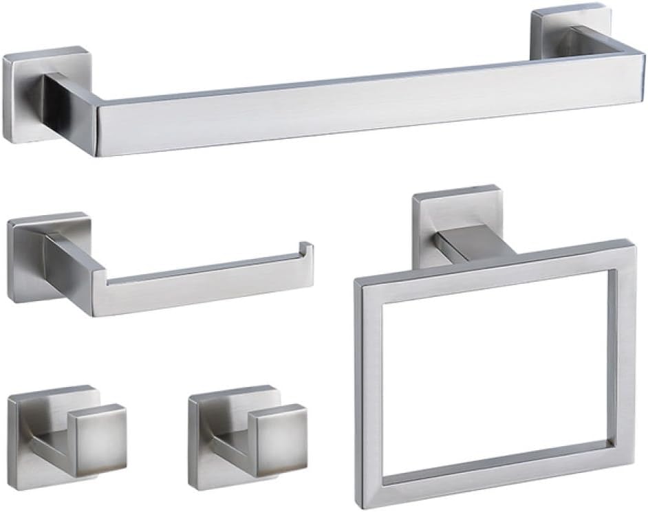 Black Gold Bathroom Hardware Set Wall Mount Stainless Steel Towel Bar Towel Ring Paper Holder Robe Hook Bathroom Accessories Set,SR,5pcs Set