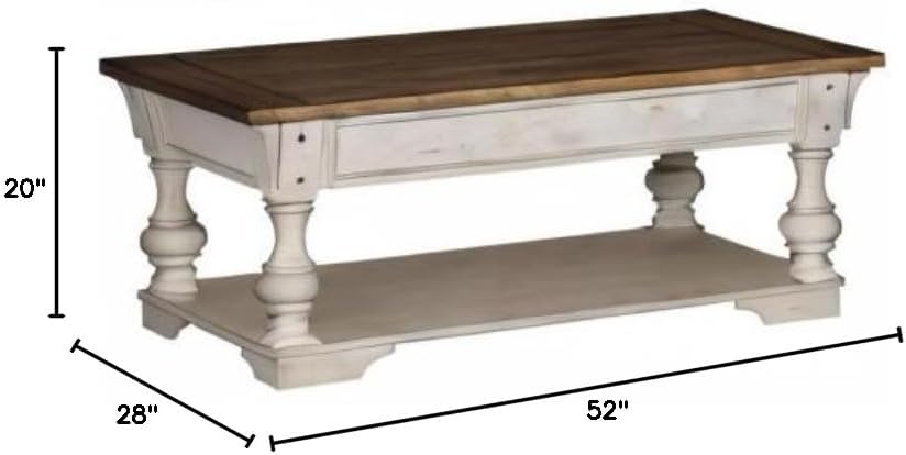 Liberty Furniture Morgan Creek Living Room 3 Piece Living Room Table Set with Cocktail Table, 2 End Tables - Antique White, Wood Plank Tobacco Accents